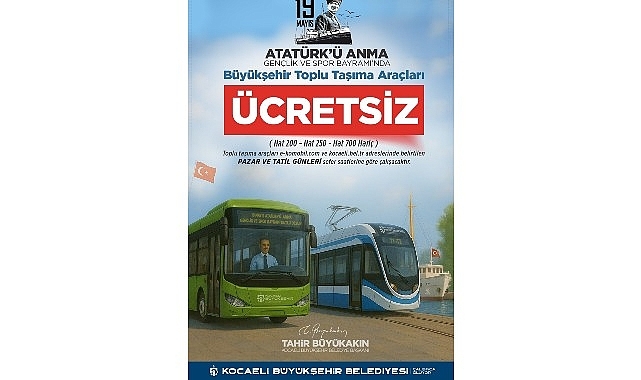 19 Mayıs'ta Kocaeli'nde ulaşım ücretsiz