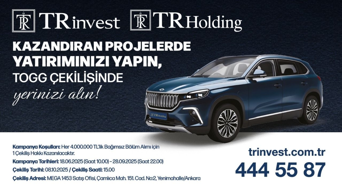 TRinvest projelerinden konut alın, TOGG kazanma şansı yakalayın!