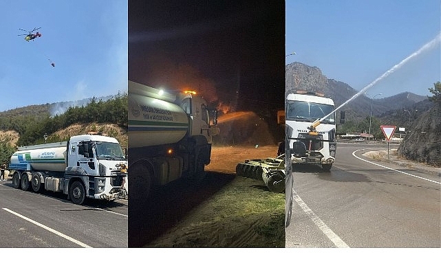 İnegöl Belediyesi'nden Yangın Bölgesindeki Söndürme Çalışmalarına Destek
