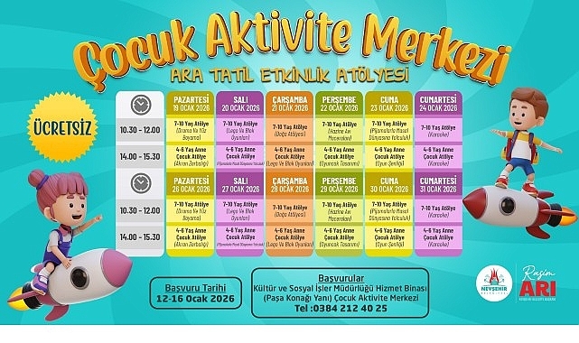 Bütün Çocuklarımızı Ara Tatil Etkinlik Atölyesi’ne Bekliyoruz 