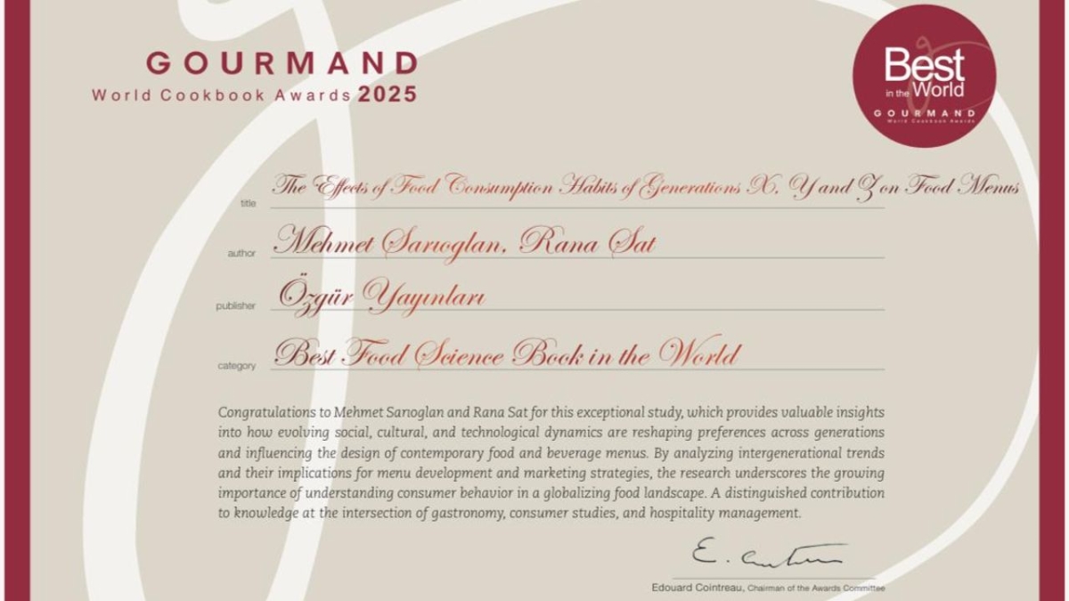 Gourmand World Cookbook Awards’ta Türkiye’ye dünya birinciliği