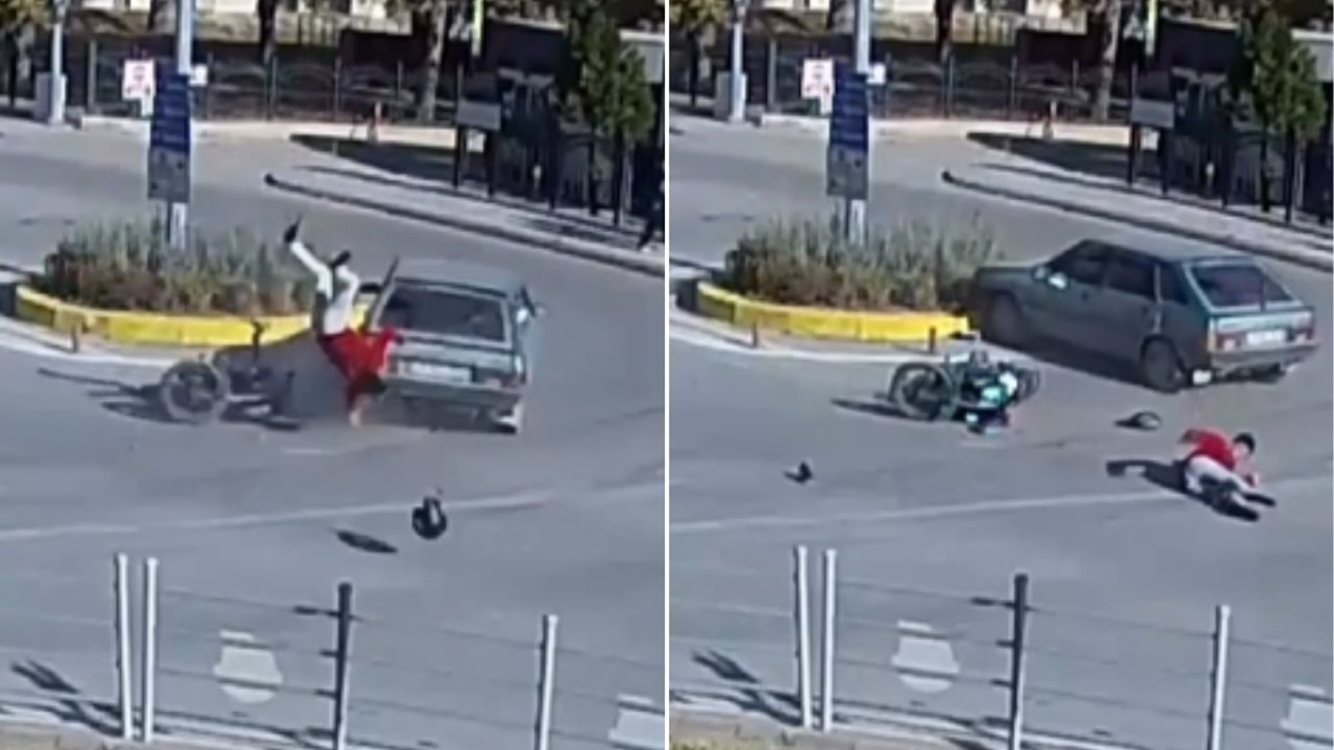 Amasya’da motosiklet havada takla attı: Sürücü yaralandı