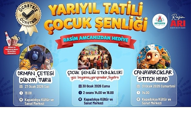 Çocuklar Hepinizi YARIYIL TATİLİ ÇOCUK ŞENLİĞİ’ne Bekliyoruz