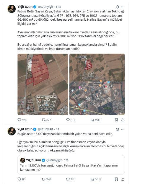Belediye bursuyla okuyan Fatma Betül Sayan Kaya’nın ailesi gayrimenkul imparatoru çıktı