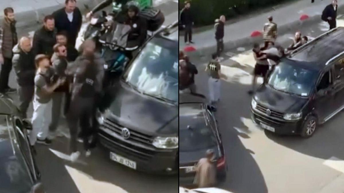 Bayrampaşa meydan muharebesi! Yol verme tartışması kavga dönüştü: Tekmeler havada uçuştu!