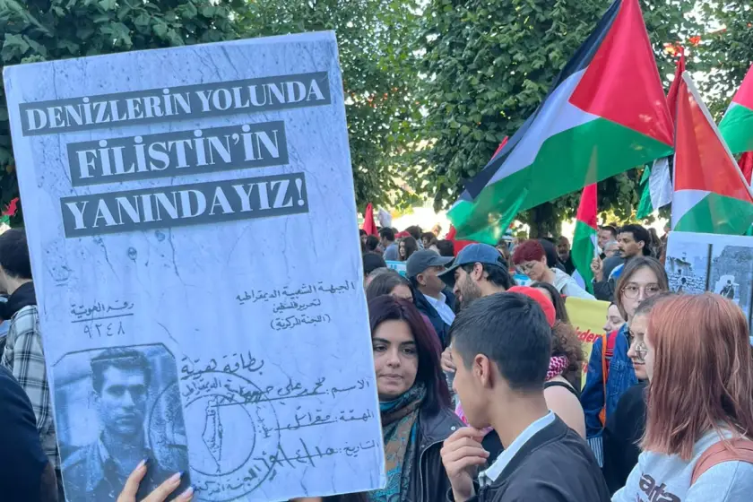 Taksim'den Dolmabahçe'ye Filistin yürüyüşü: "İsrail'e tam ambargo, emperyalist üslere kapatma"