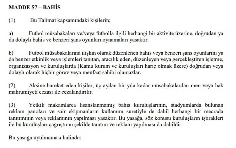 Bahis soruşturmasında PFDK'ye sevk edilen isimleri bekleyen cezalar! 57. madde ne diyor?
