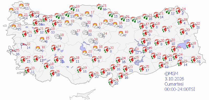 Ülke genelinde gök gürültülü yağışlar etkili: Sıcaklıklar düşüşe geçiyor