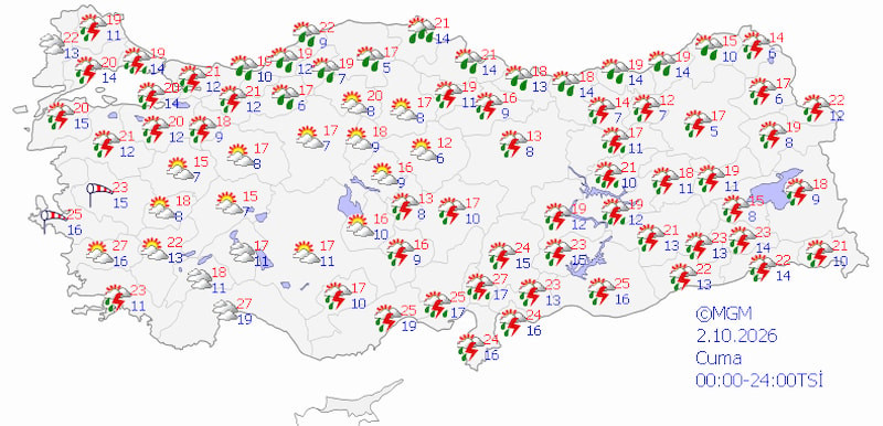 Ülke genelinde gök gürültülü yağışlar etkili: Sıcaklıklar düşüşe geçiyor