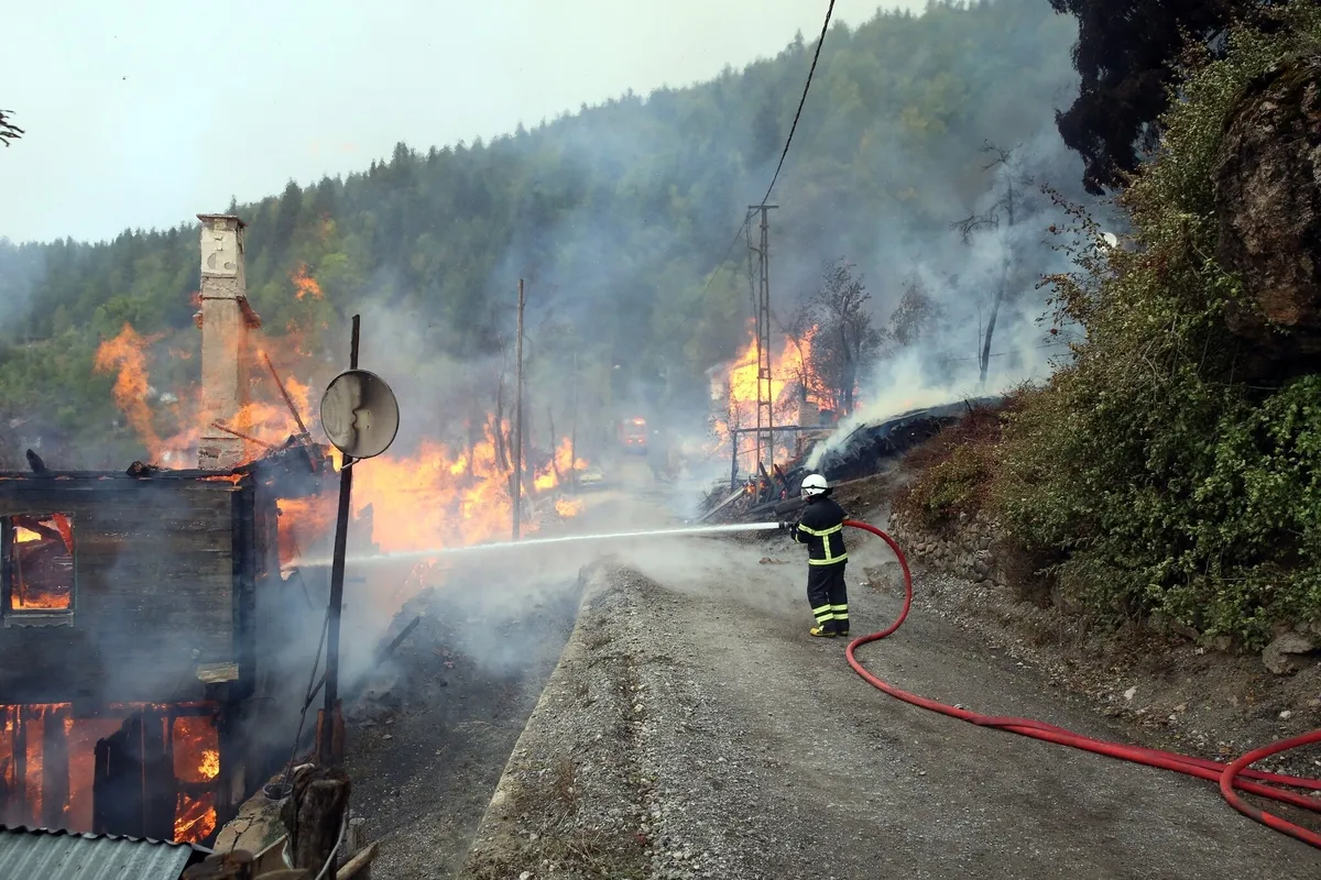 Kastamonu İnebolu'da orman yangını paniği! Ahşap evdeki alevler 7 eve sıçradı