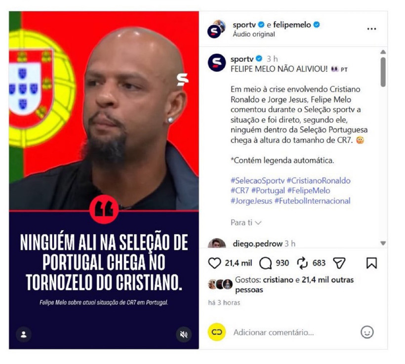 Ronaldo eski Galatasaraylı yıldızın yorumunu beğendi: Ortalık karıştı