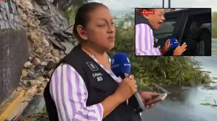 Canlı yayında feci kaza! Muhabirle kameraman aracın altında kaldı: Dehşet anı kamerada