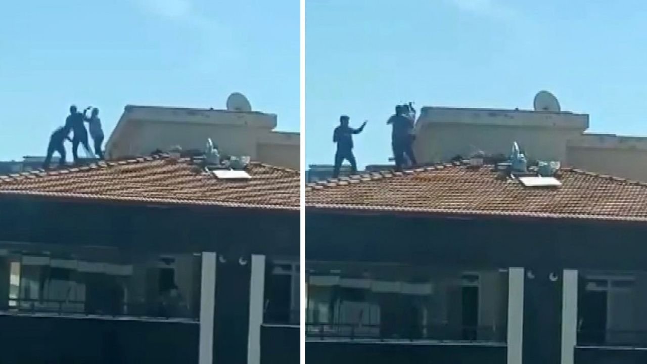 Çatıda çıkan kavga yürekleri ağza getirdi