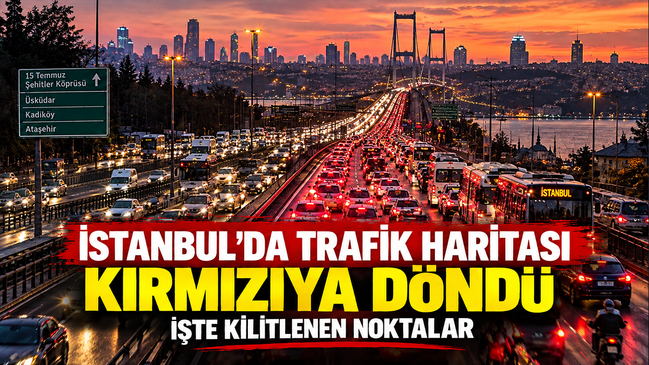 İstanbul’da trafik haritası kırmızıya döndü: İşte kilitlenen noktalar