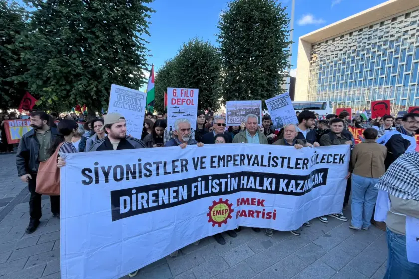 Taksim'den Dolmabahçe'ye Filistin yürüyüşü: "İsrail'e tam ambargo, emperyalist üslere kapatma"