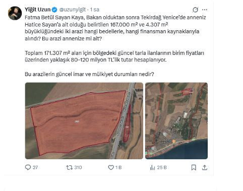 Belediye bursuyla okuyan Fatma Betül Sayan Kaya’nın ailesi gayrimenkul imparatoru çıktı