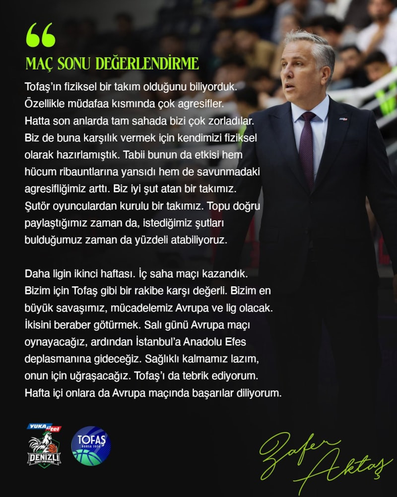 Zafer Aktaş, TOFAŞ galibiyetini değerlendirdi