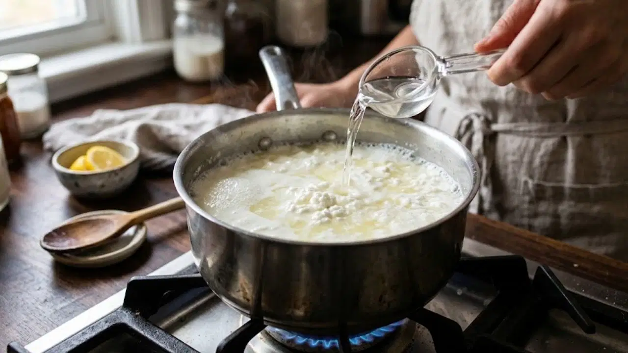 Sadece 2 malzemeyle sütün ipeksi dönüşümü: Ev yapımı İtalyan ricotta peyniri tarifi...
