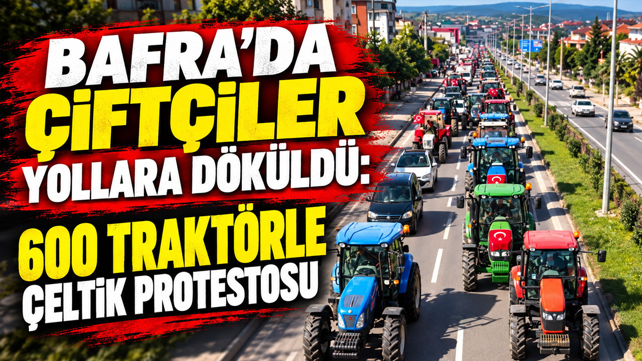 Bafra'da çiftçiler yollara döküldü: 600 traktörle çeltik protestosu