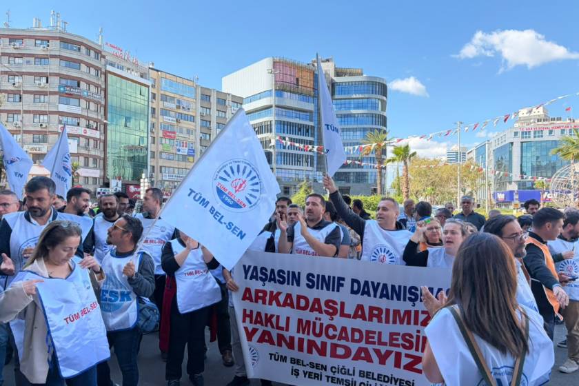 Konak Belediyesi emekçileri alacakları için iş bıraktı: "Kazanılmış haklarımız eksiksiz ödensin”