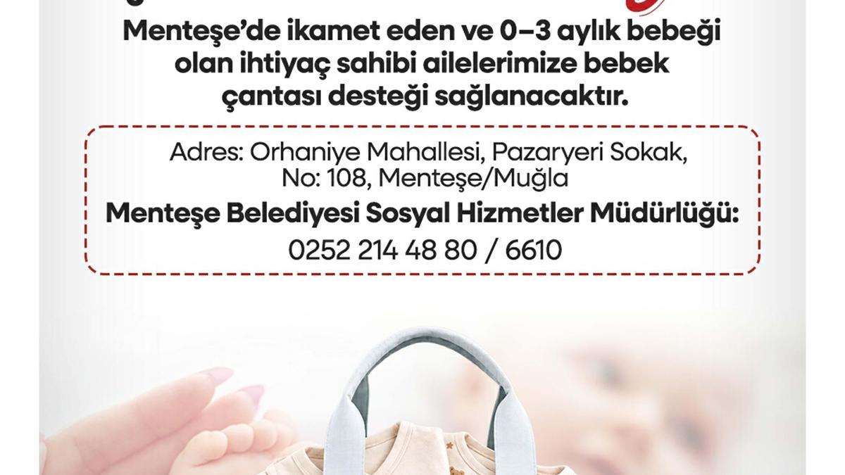 Menteşe Belediyesi'nden 'bebek çantası' desteği