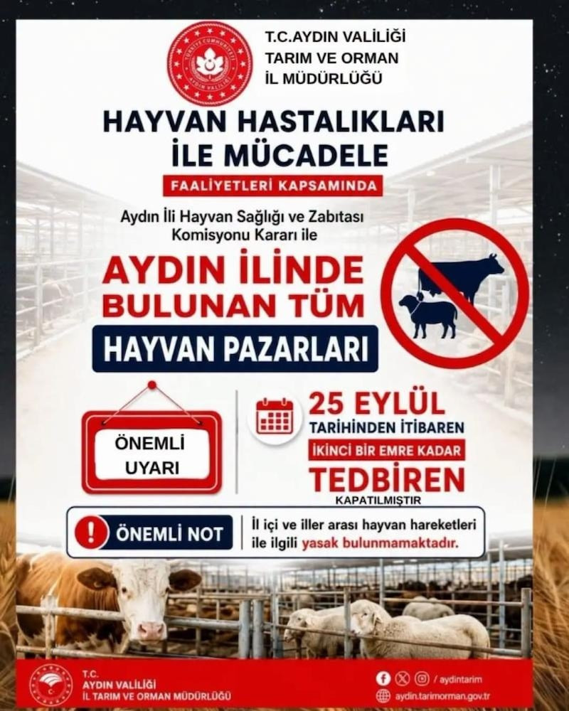 Aydın'da tüm hayvan pazarları kapatıldı