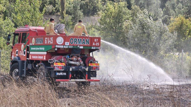 Karabük'te çıkan anız yangını evlere sıçramadan söndürüldü